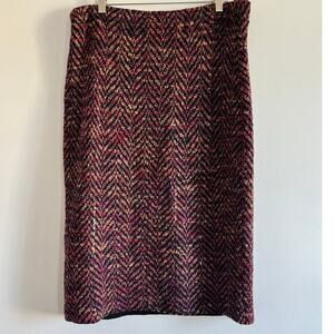 St. John Couture Multicolor Tweed Knit Skirt Size 14 USA Made Vintage Classic